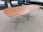 Walnut Office Meeting Table - Chrome & Aluminium Pedestal Base - 180cm - Image 3