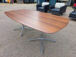 Walnut Office Meeting Table - Chrome & Aluminium Pedestal Base - 180cm - Image 4