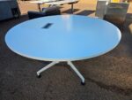 Kusch+Co Circular Meeting Table – White Top and Legs with Built-In Power - 150cm