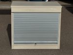 Lockable Office Tambour Cupboard - Desk Height Shutter Door Wooden Storage