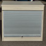 Lockable Office Tambour Cupboard - Desk Height Shutter Door Wooden Storage