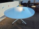 Kusch+Co Circular Meeting Table – White Top and Legs with Built-In Power - 150cm - Image 8