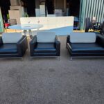 Modern Lounge Sofa Set – 3 Piece Black and White Reception Seating Suite