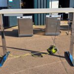 Electric Sit Stand Desk – Twin Motor – Grey Top with Chrome Height - 180 x 80cm