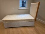Single Divan Bed with Striped Upholstered Headboard - 18cm Thick Mattress - Image 5