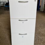 3 Drawer Office Filing Cabinet Lockable White Finish - A4 / Legal Size Documents