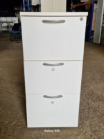 3 Drawer Office Filing Cabinet Lockable White Finish - A4 / Legal Size Documents