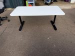 IKEA Bekant Office Desk - Height Adjustable with White Top and Black Frame - Image 2