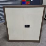 BISLEY Storage Brown Cupboard – Medium Size Lockable Office Cabinet with Shelf