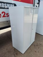 Office White Metal Cabinet with Adjustable Shelves - 2 Door Lockable Cupboard - Image 7