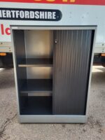 Steel Tambour Sliding Door Office Cupboard Lockable Grey Filing Storage Cabinet - Image 2