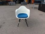 VITRA Eames Upholstered Armchair with Blue Cushion and Dark Legs - Visitor Seat