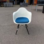 VITRA Eames Upholstered Armchair with Blue Cushion and Dark Legs - Visitor Seat
