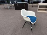 VITRA Eames Upholstered Armchair with Blue Cushion and Dark Legs - Visitor Seat - Image 9