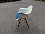 VITRA Eames Upholstered Armchair with Blue Cushion and Dark Legs - Visitor Seat - Image 12