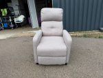 Compact Fabric Recliner Armchair – Light Grey, Manual Recline with Footrest