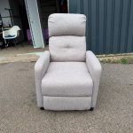 Compact Fabric Recliner Armchair – Light Grey, Manual Recline with Footrest