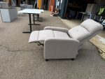 Compact Fabric Recliner Armchair – Light Grey, Manual Recline with Footrest - Image 3