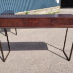 Dark Wood Console Table with 3 Integrated Drawers and Tall Steel Legs - 130cm