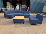 Mark Reception Office Sofas | 2-Seater Blue Corner Sofa, Armchair & Coffee Table