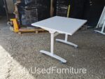 Flip Top Folding Table on Wheels – White Mobile Desk 80cm - Office Workstation
