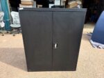 Black Storage Office Cupboard – Lockable Cabinet with 3 Adjustable Shelves