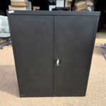 Black Storage Office Cupboard – Lockable Cabinet with 3 Adjustable Shelves