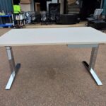 Rectangular Office Desk with Chrome Legs and Under-Desk Pencil Drawer – 160cm