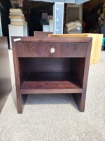 Dark Wood Bedside Cabinet Set | Large and Small Side Tables with Drawers - Image 3