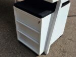 White Office Bench Desk | 4-Person, Back-to-Back | FREE Screen and 2 Pedestals - Image 3