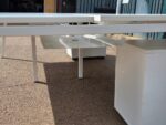 White Office Bench Desk | 4-Person, Back-to-Back | FREE Screen and 2 Pedestals - Image 9
