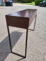 Dark Wood Console Table with 3 Integrated Drawers and Tall Steel Legs - 130cm - Image 4