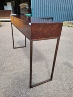 Dark Wood Console Table with 3 Integrated Drawers and Tall Steel Legs - 130cm - Image 5