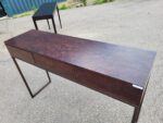Dark Wood Console Table with 3 Integrated Drawers and Tall Steel Legs - 130cm - Image 9