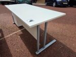 180cm White Office Desk, Rectangular Shape + FREE Lockable 3 Drawer Pedestal - Image 5