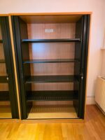 Lockable Tambour Office Cupboard with Sliding Doors, 4 Shelves Oak Storage - Image 3