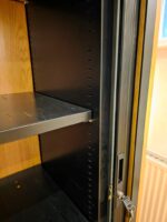 Lockable Tambour Office Cupboard with Sliding Doors, 4 Shelves Oak Storage - Image 6