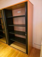Lockable Tambour Office Cupboard with Sliding Doors, 4 Shelves Oak Storage - Image 9