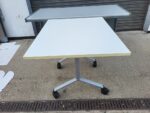 Flip Top Folding Table on Wheels - Mobile Meeting/Training Workstation - 100cm