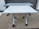 Flip Top Folding Table on Wheels - Mobile Meeting/Training Workstation - 100cm - Image 7