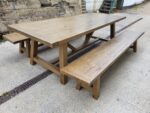 Wood Rustic Dining Table and Bench Set - Dining/Home - Seats 8–10 People