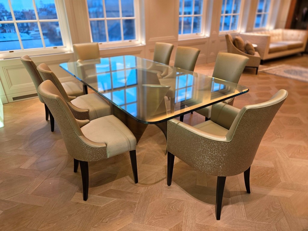Chairs Luxury Glass Dining Table Brass
