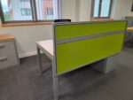 Haworth Single Workstation Desk | Green Screen and Steel Pedestal - 160cm - Image 9