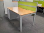 Haworth Single Workstation Desk | Green Screen and Steel Pedestal - 160cm - Image 10