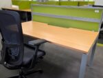 Haworth Single Workstation Desk | Green Screen and Steel Pedestal - 160cm - Image 11