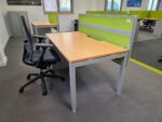 Haworth Single Workstation Desk | Green Screen and Steel Pedestal - 160cm - Image 12