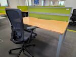 Haworth Single Workstation Desk | Green Screen and Steel Pedestal - 160cm - Image 13