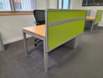 Haworth Single Workstation Desk | Green Screen and Steel Pedestal - 160cm - Image 14