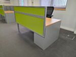 Haworth Single Workstation Desk | Green Screen and Steel Pedestal - 160cm - Image 15