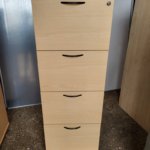 4 Drawer Filing Cabinet | A4 Suspension File Lockable Storage | Beech Finish